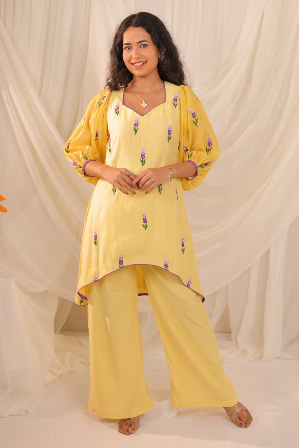 Yellow MulChanderi Co-ord Set