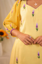 Yellow MulChanderi Co-ord Set