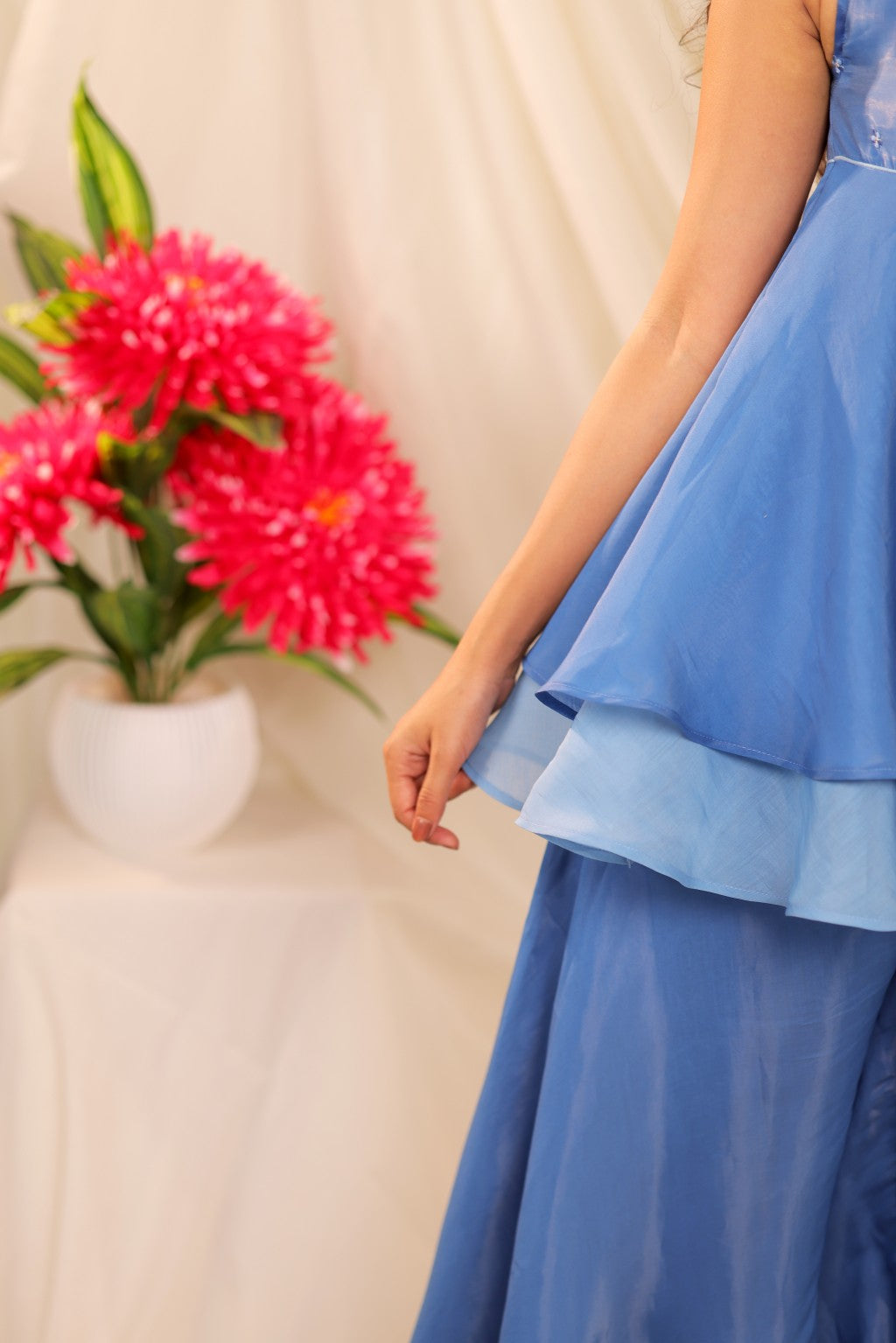 Blue Layered Peplum Set